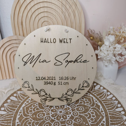 Geburtsschild ''Hallo Welt''